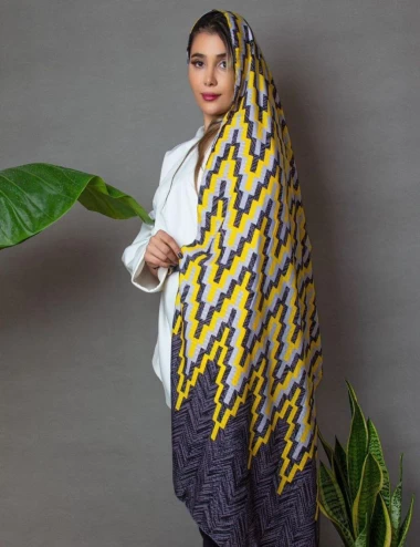 شال نخی پاییزه منگوله دار عرض 75 کد 5507
