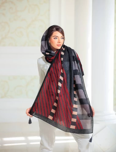 شال نخی پاییزه منگوله دار عرض 75 کد 5956