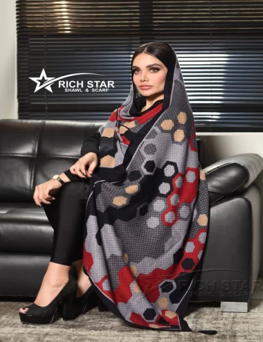 شال نخی پاییزه منگوله دار عرض 75 کد 6667