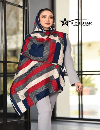 شال نخی منگوله دار عرض 75 کد 8503