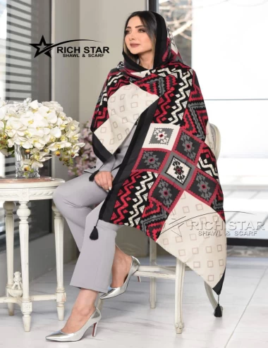شال نخی بهاره منگوله دار عرض 75 کد 8366