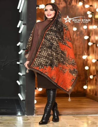 شال نخی پاییزه منگوله دار عرض 75 کد 6296