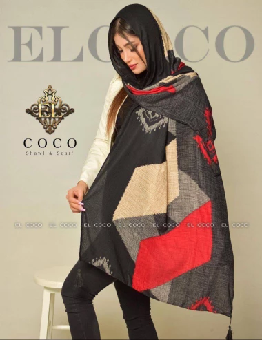 شال نخی منگوله دار عرض 75 کد 8447
