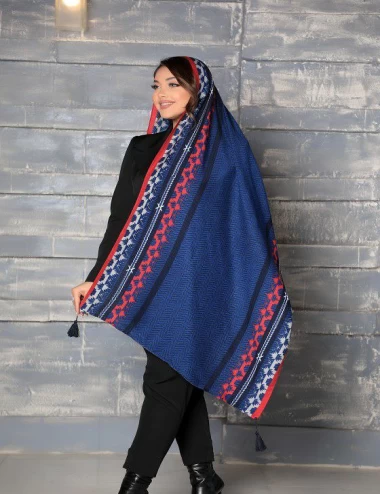 شال نخی پاییزه منگوله دار عرض 75 کد 6093