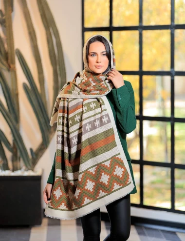 شال موهر ریشه پرزی عرض 70 کد 6323
