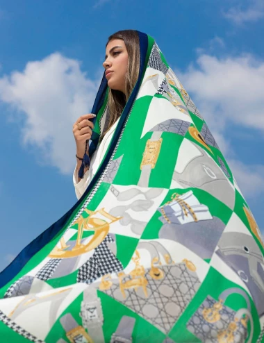 شال نخی بهاره منگولدار کد 8985