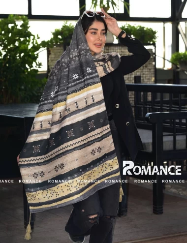 شال نخی پاییزه منگوله دار عرض 75 کد 5952