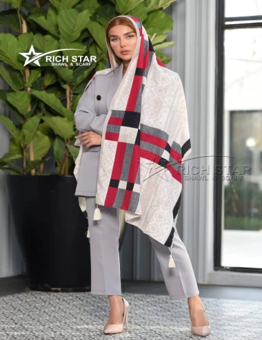 شال نخی منگوله دار عرض 75 کد 8472