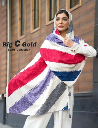 شال نخی ژاکارد منگوله دار 0644