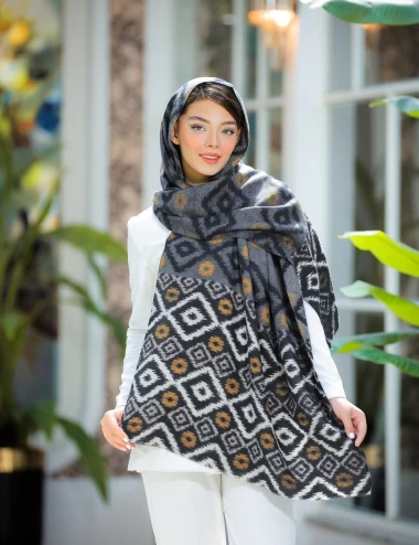 شال موهر ریشه پرزی عرض 75 کد 6221