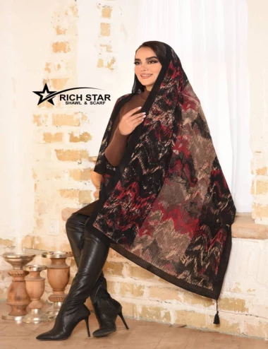 شال نخی پاییزه منگوله دار کد 10377