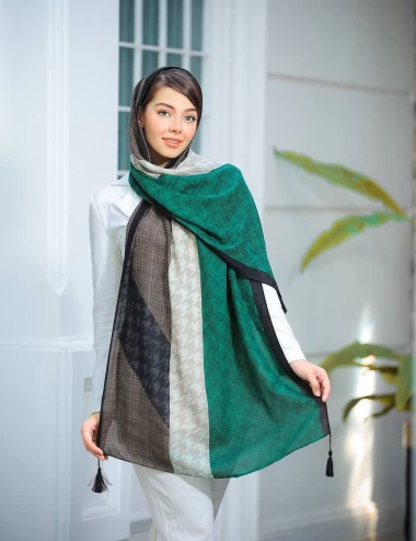 شال نخی پاییزه منگوله دار عرض 75 کد 5895