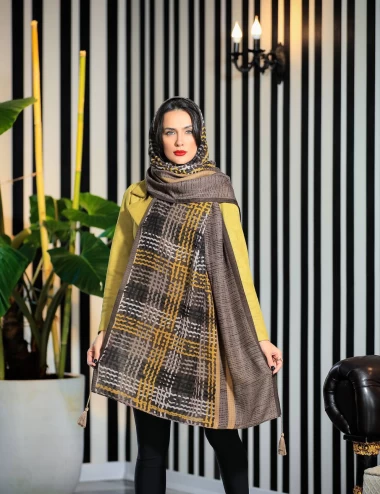 َشال نخی ژاکارد پاییزه منگوله دار عرض 75 کد 6588