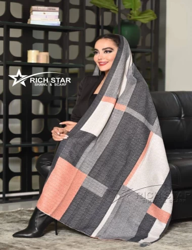 شال نخی پاییزه منگوله دار عرض 75 کد 5550