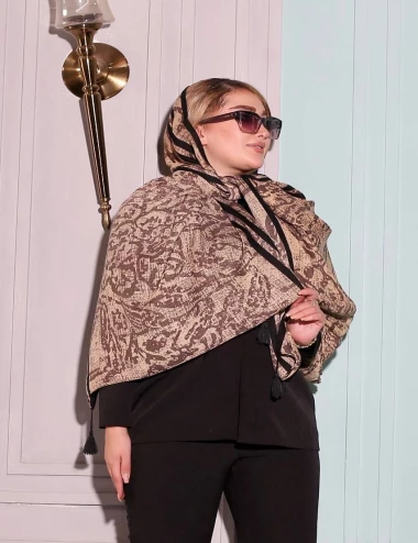 شال نخی پاییزه منگوله دار کد10545