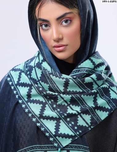 شال نخی ژاکارد منگوله دار عرض 75 کد 6460108748