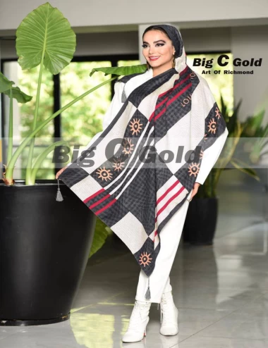 شال نخی پاییزه منگولدار کد 5488
