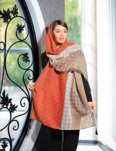 شال نخی پاییزه منگوله دار عرض 75 کد 5895
