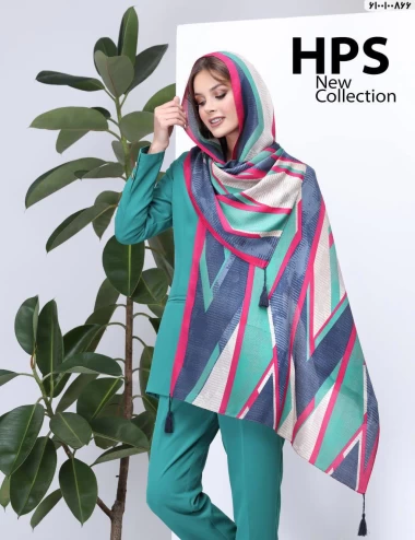 شال نخی ژاکارد منگوله دار عرض 75 کد 6100100866