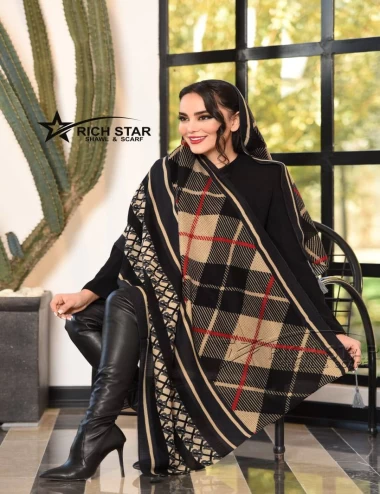 شال نخی پاییزه منگوله دار عرض 75 کد 6195