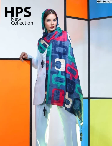 شال نخی حصیری منگوله دار عرض 75 کد 61430108357