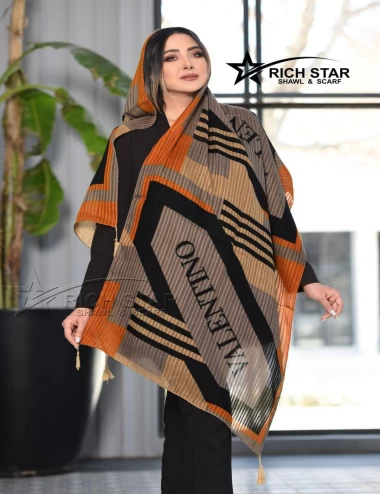 شال نخی بهاره منگوله دار عرض 75 کد 8364