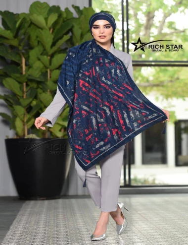 شال نخی بهاره منگوله دار کد 8754