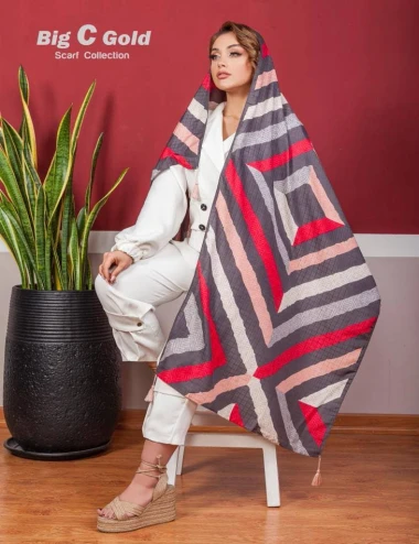 شال نخی بهاره منگوله دار 0329