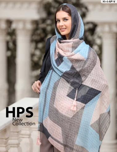 شال نخی ژاکارد منگوله دار عرض 75 کد 6100108307