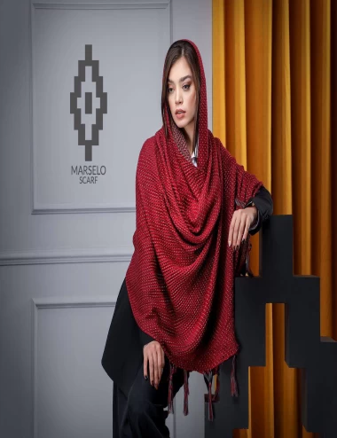 شال نخ پنبه دورو مزونی عرض 75 کد 5756