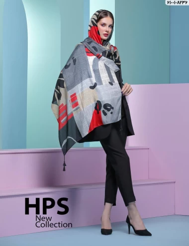 شال نخی ژاکارد منگوله دار عرض 75 کد 6100108236