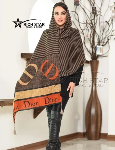 شال نخی پاییزه منگوله دار عرض 75 کد 5948