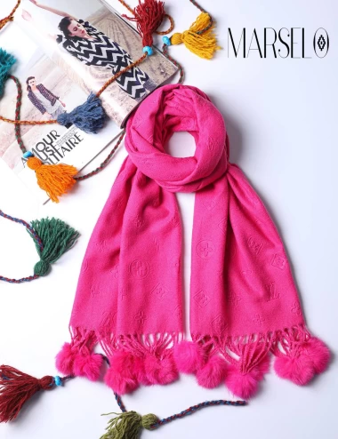 شال موهر وارداتی پوم پوم عرض 75 کد 5749