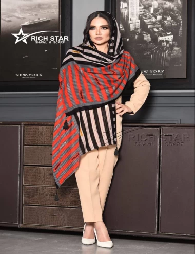 شال نخی منگوله دار عرض 75 کد 8292
