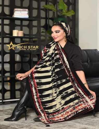 شال نخی پاییزه منگوله دار عرض 75 کد 5549