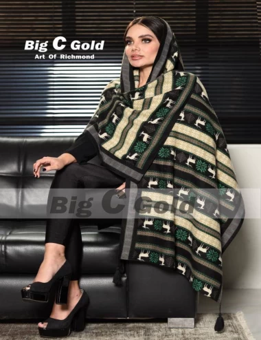 شال موهر پاییزه منگوله دار عرض 75 کد 6717