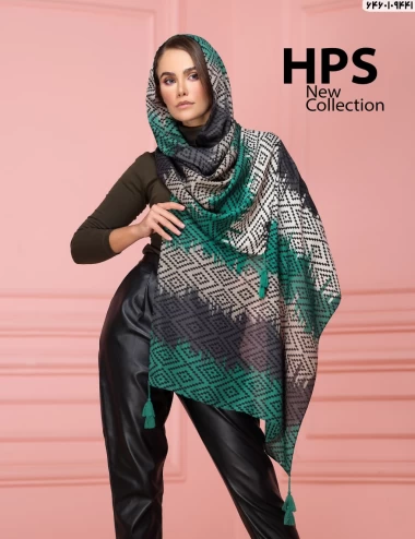 شال نخی ژاکارد منگوله دار عرض 75 کد 6460109441