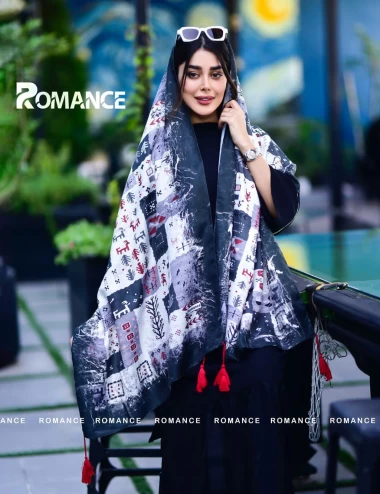 شال نخی پاییزه منگوله دار عرض 75 کد 5391