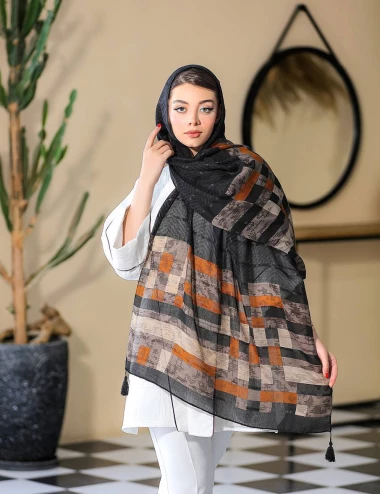 شال ژاکارد یونیک منگوله دار کد 8908