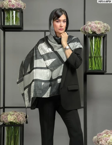 شال نخی سوزنی منگوله دار عرض 75 کد 61210108316