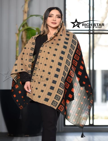 شال نخی بهاره منگوله دار عرض 75 کد 8365