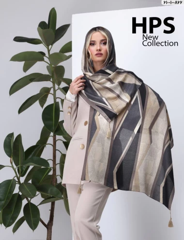 شال نخی ژاکارد منگوله دار عرض 75 کد 6100100866