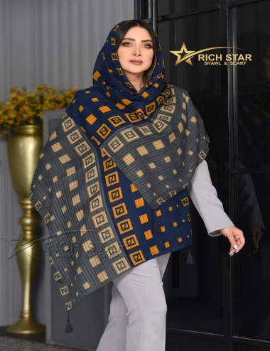 شال نخی بهاره منگوله دار عرض 75 کد 8365