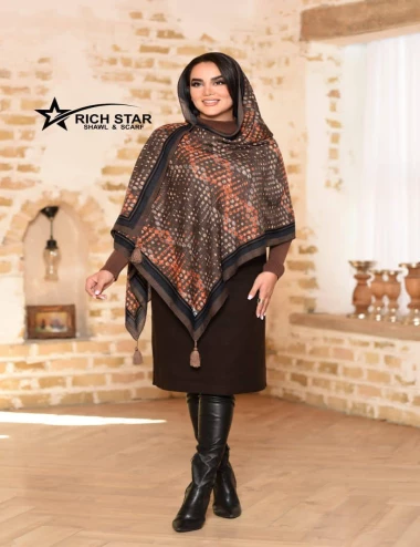 شال نخی پاییزه منگوله دار کد 10378