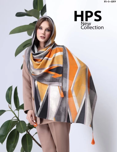 شال نخی ژاکارد منگوله دار عرض 75 کد 6100100866