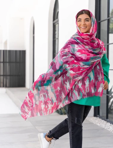 شال نخی لب ترک عرض 80 کد 8253