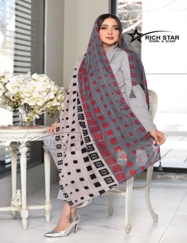 شال نخی بهاره منگوله دار عرض 75 کد 8365