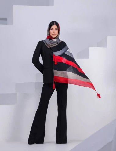 شال نخی بهاره منگوله دار کد 8760