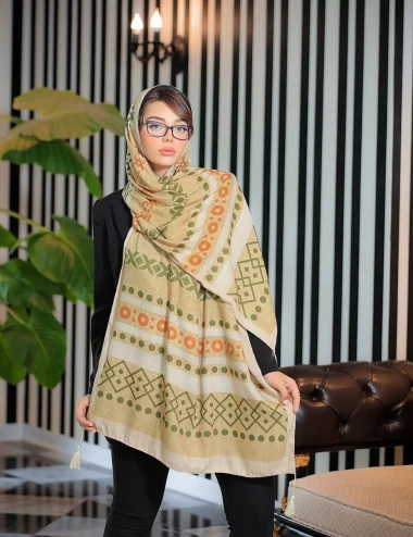 شال نخی پاییزه منگوله دار عرض 75 کد 5957