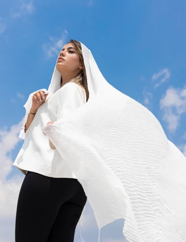شال هنرمندی پلیسه منگوله دار کد 8794